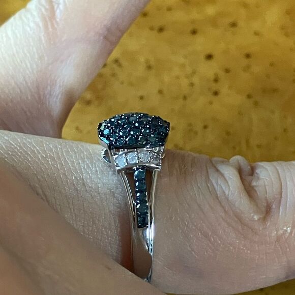 Natural Blue Diamond Sterling Silver Ring Size 8 - Picture 3 of 9